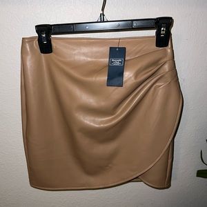 S A&F Tan Leather Mini Skirt